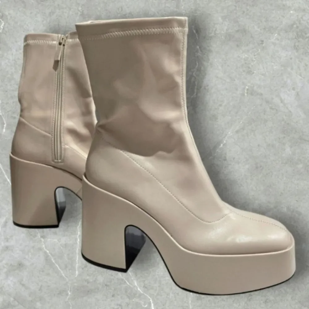 NEW- ZARA Women's Platform Heeded Ankle Boots
